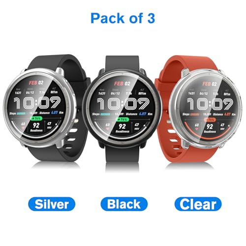 Soft TPU Screen Protector Case for Amazfit Active 2 - 3 Pack