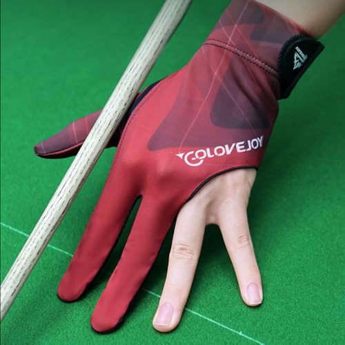 Left Hand Billiard Gloves - 3 Finger Snooker Cue Glove - Red