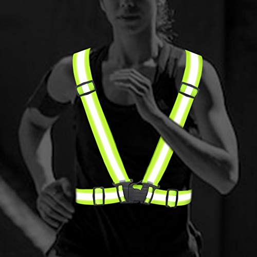DRESBE Reflective Vest Gear Unisex Warning Vests Adjustable Laser Safety Band for Night Running Cycling Jogging Walking