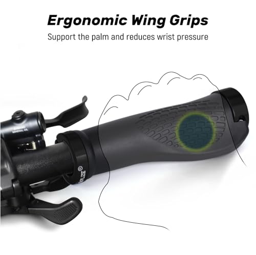 SAPLIZE Classic Black Bike Handlebar Grips - Ergonomic Wide Palm Support, Double Lock-on for Mountain & Urban Bikes