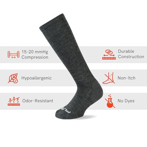 Pure Athlete Alpaca Compression Socks 15-20mmHg - Large, 1 Pair, Black