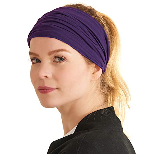 Charm Japanese Style Purple Headband for Men Large Stretchy & Non-Slip