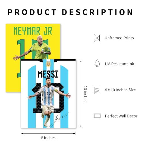 Soccer Wall Art Poster Set - 5 Unframed Prints, 8x10 Inches - Multicolor 1545