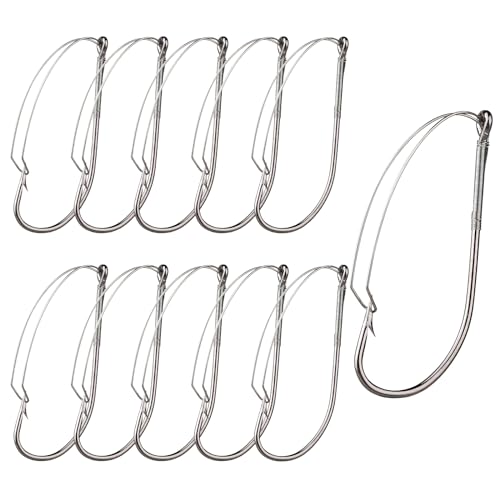 10-Pack 2/0 Weedless Wacky Rig Hooks for Bass Fishing