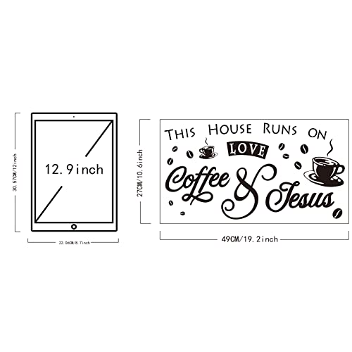 Coffee Theme PVC Wall Sticker - This House Runs On Love & Jesus