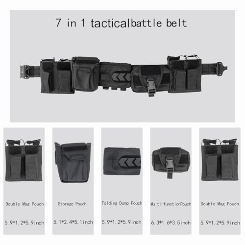 Black Heavy-Duty Tactical Duty Belt Set with Pouches and Quick-Release Clips