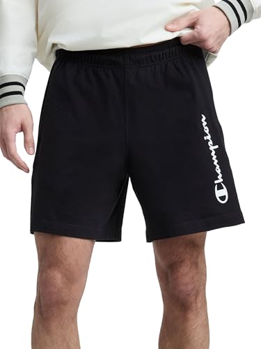 Champion Men's Graphic Lounge Shorts Medium Black 7 Inch Inseam Lightweight Cotton