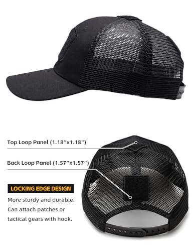 IDOGEAR Black Tactical Mesh Baseball Cap Breathable Operator Hat for Men & Women
