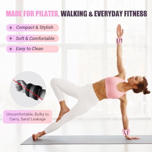 UOPON Pink 2 lb Wrist & Ankle Weights Set, Adjustable Silicone Core 1 lb each