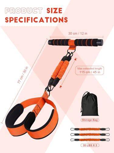 Adjustable Pedal Resistance Band - 3 Tubes, 30/60/90LBS, Orange