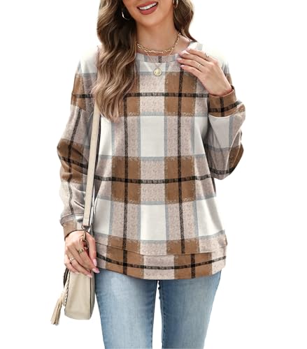 RUMIA Women's Crew Neck Sweatshirt Long Sleeve Tops for Women Fall