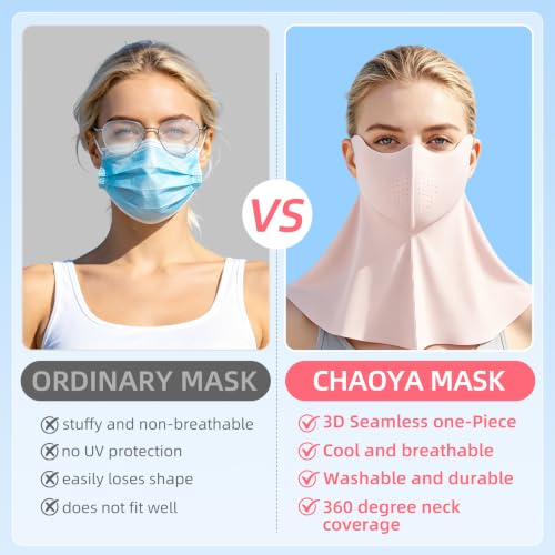 UPF 50+ Sun Protection Face Mask with Neck Coverage - Pink