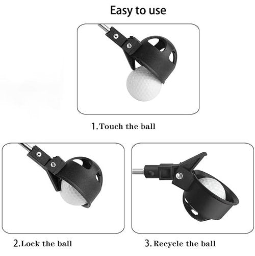 Golf Ball Retriever with 2 Golf Balls Grabbers,6.9ft Stainless Extendable Golf Ball Retrievers for Water,Golf Accessories for Men (Black)