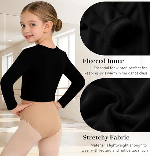 Girls Ballet Wrap Top Long Sleeve Dance Sweater Toddler 5-6 Years Black DANSHOW