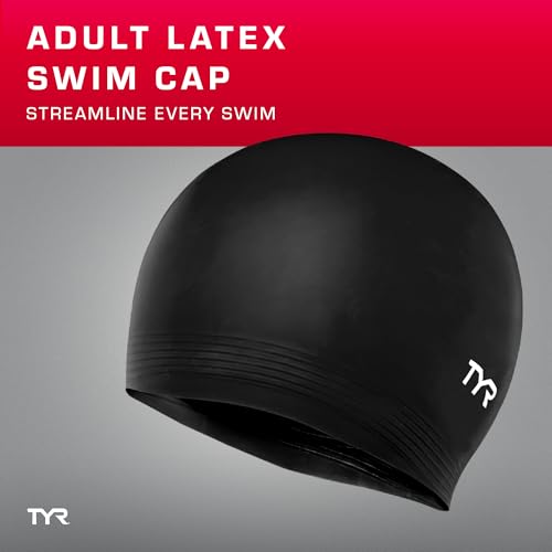 Latex Adult Swim Cap - Durable Hydrodynamic Swimming Headwear - Black