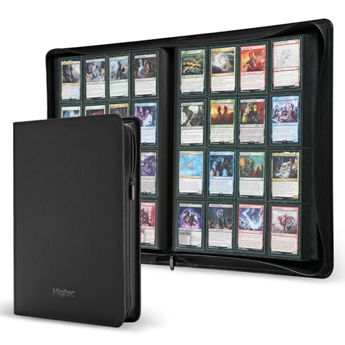 Black 16-Pocket Zipper Binder for 1920 Trading Cards - L++ Capacity