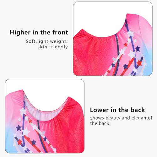 Long Sleeve Sparkly Rainbow Gymnastics Leotard for Girls 3-4T