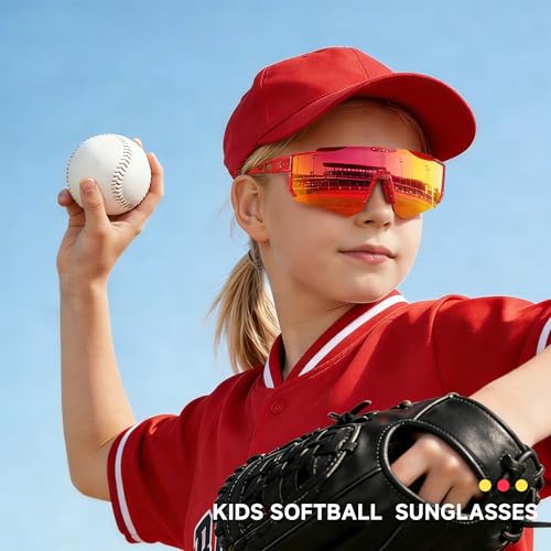 Kids Polarized Baseball Sunglasses - Lightweight Red for Ages 3-12