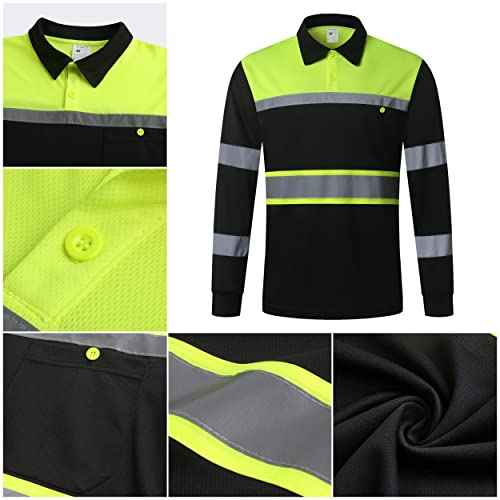 Safety Shirts for Men,High Reflective Men Polo Shirts with Pocket,Short Sleeve Workwear Breathable