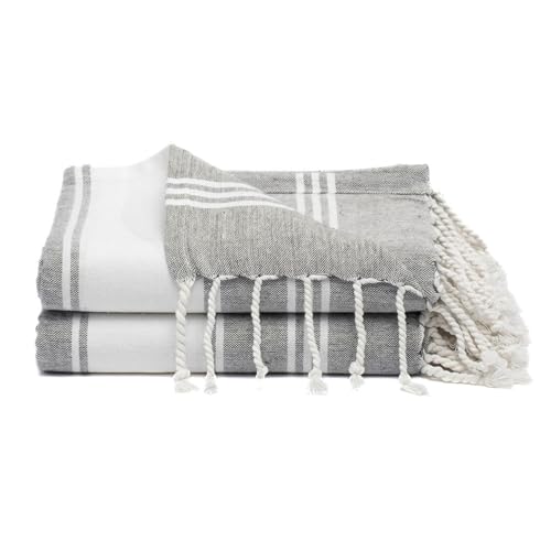 9Threads Grey 2-Pack Oversized Turkish Beach Towels 36x72 Inches - Quick Dry Sand-Resistant Travel Pool Towels