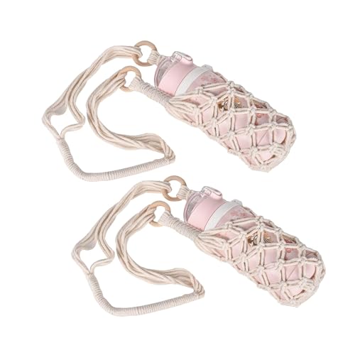 Eiyye Crochet Water Bottle Holder Crossbody Sling 2-Pack Lightweight Travel Carrier