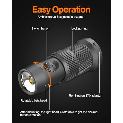 TOUGHSOUL Tactical Mag Tube Cap Flashlight 500 Lumen Max for Remington 870 with Strobe Function, Replaceable Battery Included