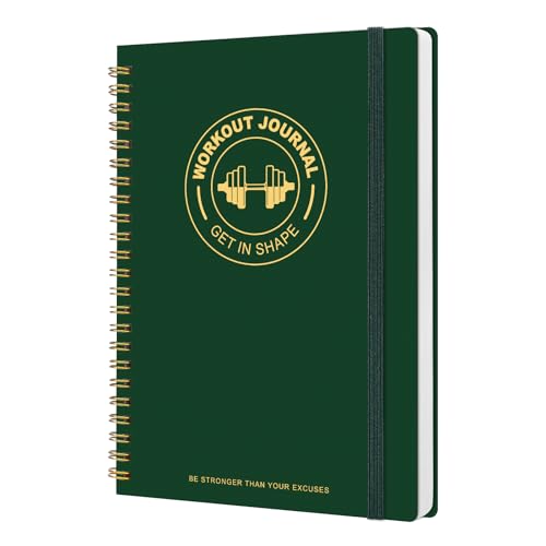 Fitness & Workout Journal - 8.5" x 6" Exercise Log & Meal Planner - Green
