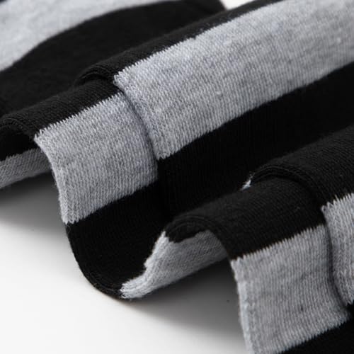 Knee High Socks for Women - Long Tube Socks, Grey & Black Stripes