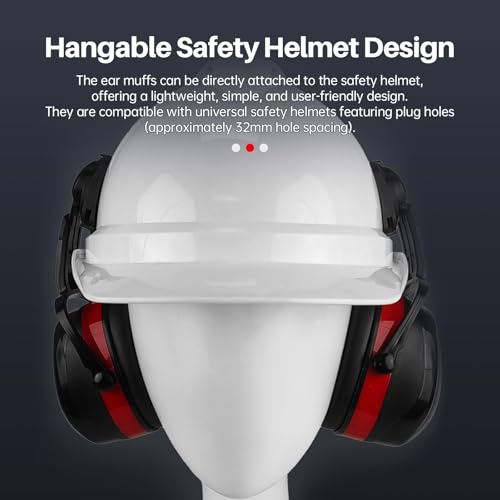 32dB Ear Muffs Hard Hats,Sound Proof Safety Ear Protection For Construction,Gun Range,Lawn Mowing