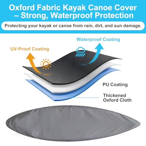 420D Waterproof Kayak Cover with UV Protection for Outdoor Storage - Fits 11.8-13ft Canoes & Fishing Boats