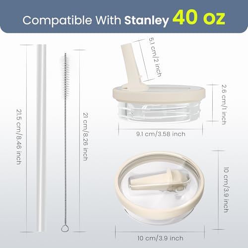 40oz Stanley Cup Replacement Lid & Straw - Beige & Beige