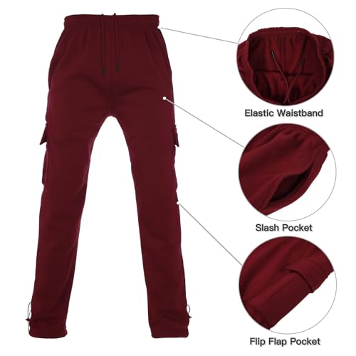 Men's Burgundy Medium Fleece Warm Hoodie & Jogger Sweatsuit Set - Nothinchan