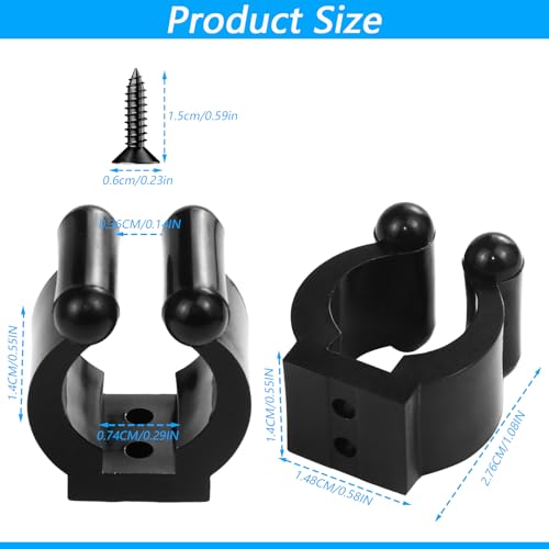 20 PCS Fishing Rod Clips - Wall Mounted Holder for Cues & Rods