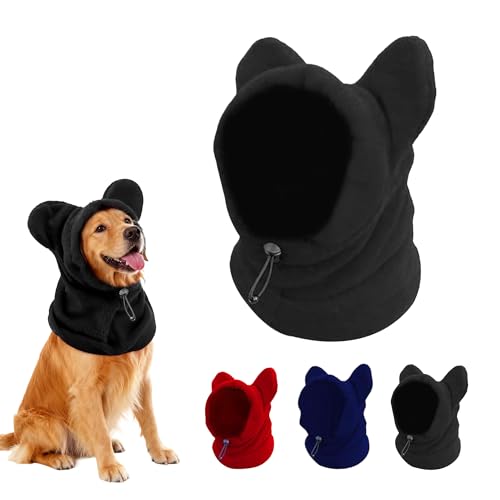 ETOFIXEE Dog Snood Winter Hood with Ear Protection & Neck Warmer - Small, Black