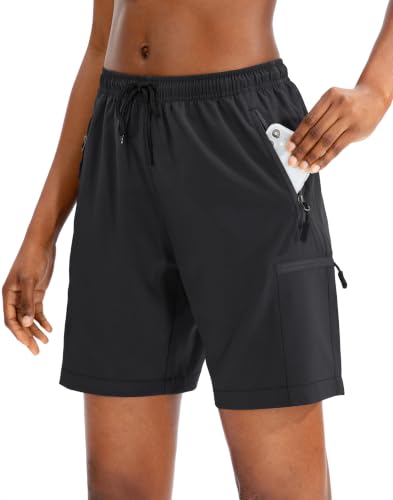 Women's Quick Dry Cargo Shorts - Lightweight Hiking Shorts with Zipper Pockets