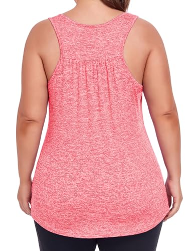 ForHailey Plus Size Pink Racerback Workout Tank Top XX-Large