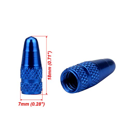 Aluminum Presta Bicycle Valve Caps - 6pcs Set, Blue