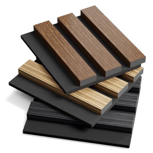 INMOZATA Wood Slat Acoustic Panels Color Samples Pack of 3 - Premium Wood Panels for Wall Decor - Interior Sound Proofing and 3D Wall Panels