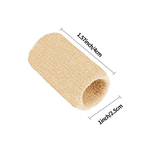 20 Pieces Finger Compression Sleeves - Elastic Thumb Brace for Arthritis Pain Relief - Beige