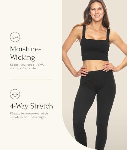 Felina Women's Sueded Athletic Leggings with Slimming Waistband - Watercolor Flower Medium