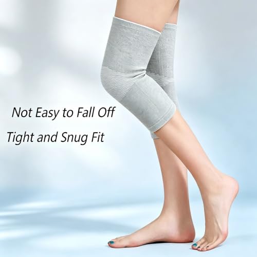 Sieafan Bamboo Knee Compression Sleeve Gray X-Large for Men Women Support Pain Relief