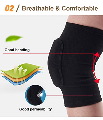 Knee Pads for Women - Soft Shock Absorbent Knee Protectors - Black, M