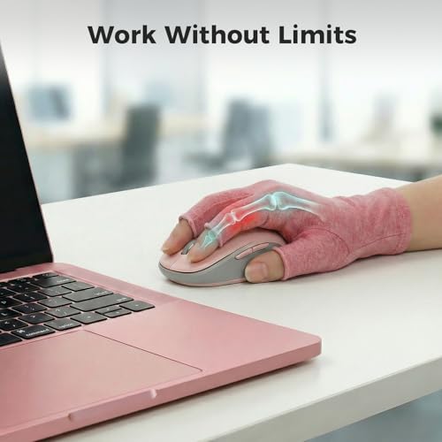 Arthritis Compression Gloves - Fingerless, Large, Pink - 1 Pair