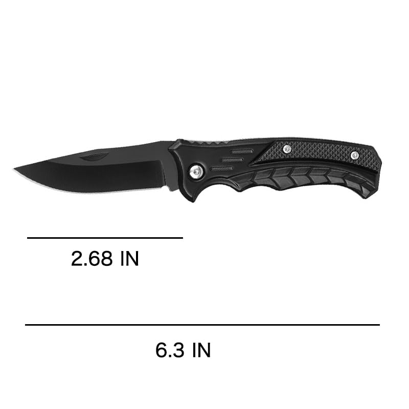 Folding Pocket Knife with Chain - 2.68 Inch Blade - Black