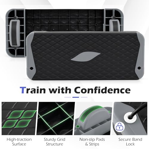 Adjustable 3-in-1 Aerobic Step Platform - Gray, 600 LBS Capacity