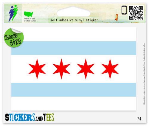 Chicago Flag Vinyl Sticker - 5" x 3" for Car & Window