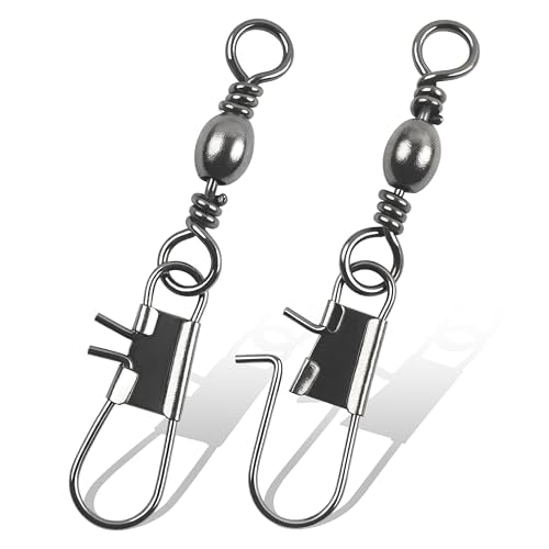 Fishing Barrel Snap Swivels - 50pcs Black #10 (30LB) Stainless Steel
