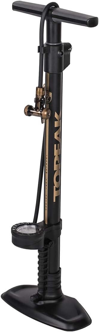 Topeak JoeBlow Tubi 2Stage Bike Pump - High-Pressure Floor Pump for Tubeless & Standard Tires | Durable Steel & Aluminum Design