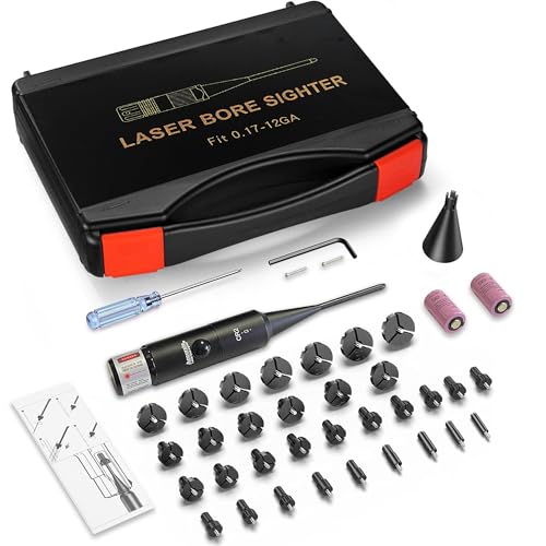 Laser Bore Sight Kit - Red Laser with 32 Adapters for 0.17 to 12GA Calibers