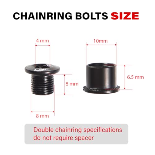Steel Chainring Bolts Set - M8×6.5mm - Black Color